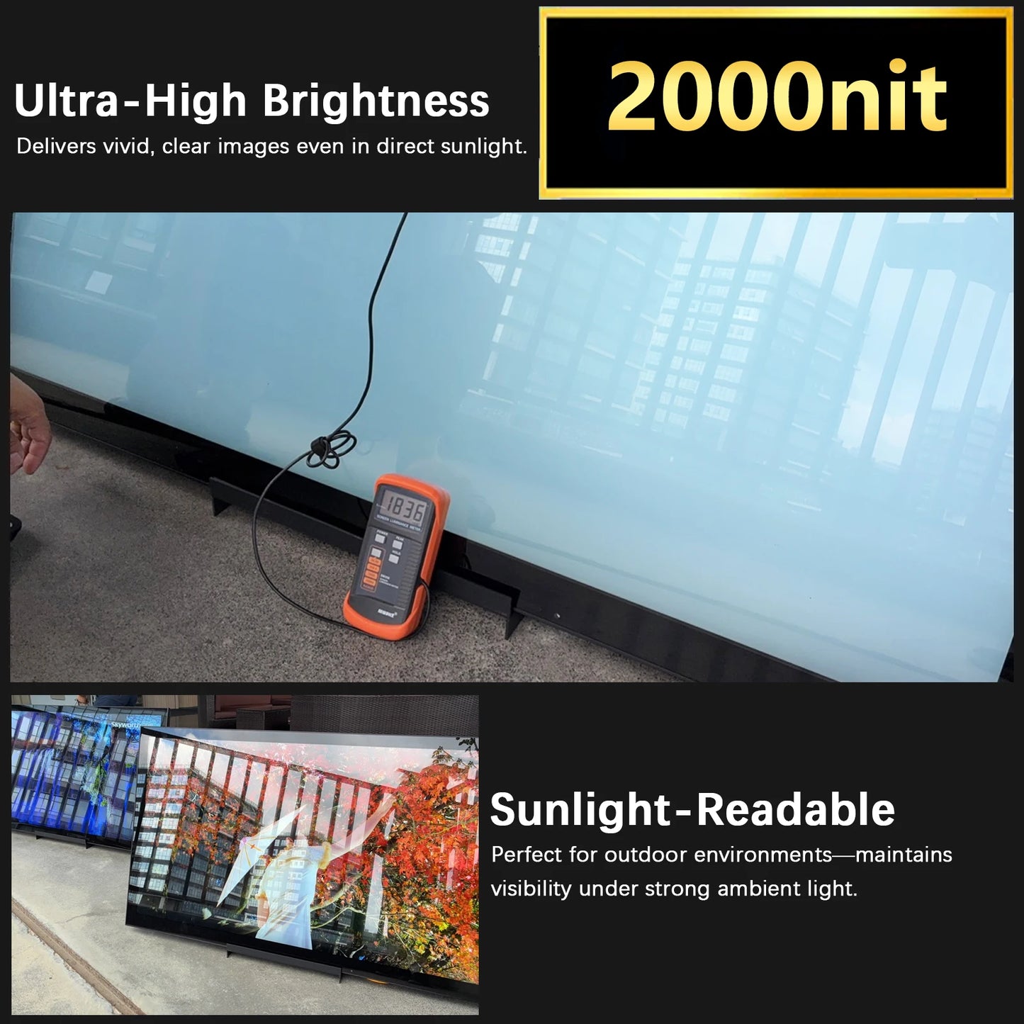 Soulaca 55-inch Waterproof Smart Android Outdoor TV 2000nits Full Sun TV 4K Dolby Atmos HDR 10 Weatherproof Television Support