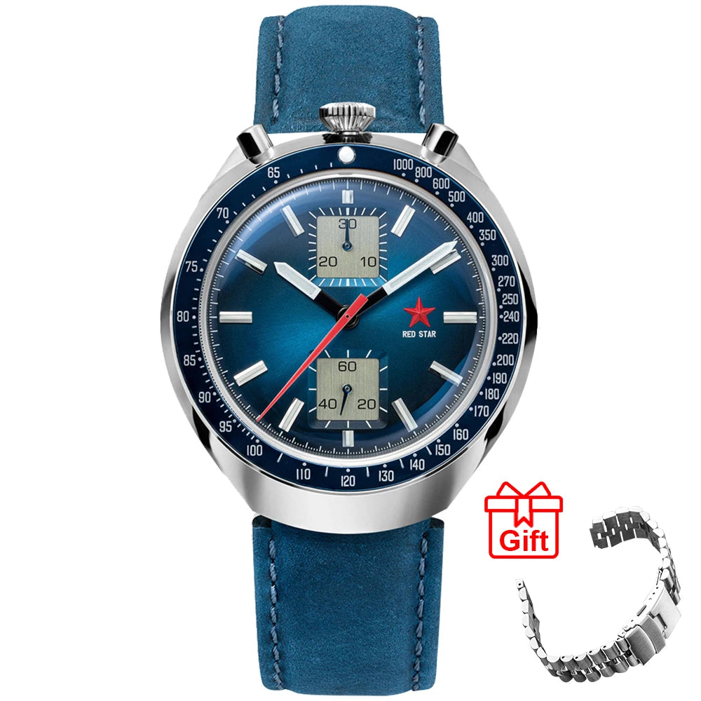 RED STAR 42mm Bull Head with Seagull Movement 1963 Chronograph Mechanical st1901 Watch Military Luminous Men Wristwatches Goose