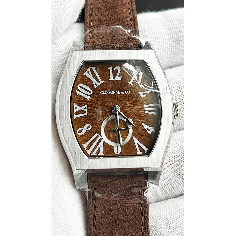 San Martin 36mm ETA 7001 Guilloche Dial Barrel Shaped Enamel Hand Luxury Men's Mechanical Watch Manual Winding Waterproof SN0100