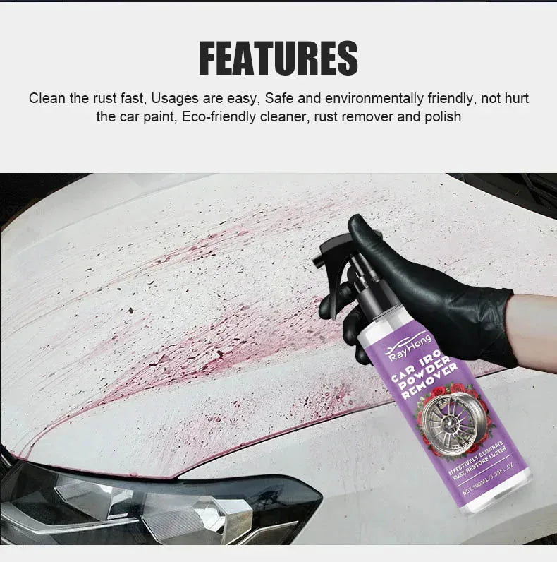 Auto Iron Powder Remover Metal Paint Cleaner Car Maintenance Iron Powder Cleaning Rust Remover Spray