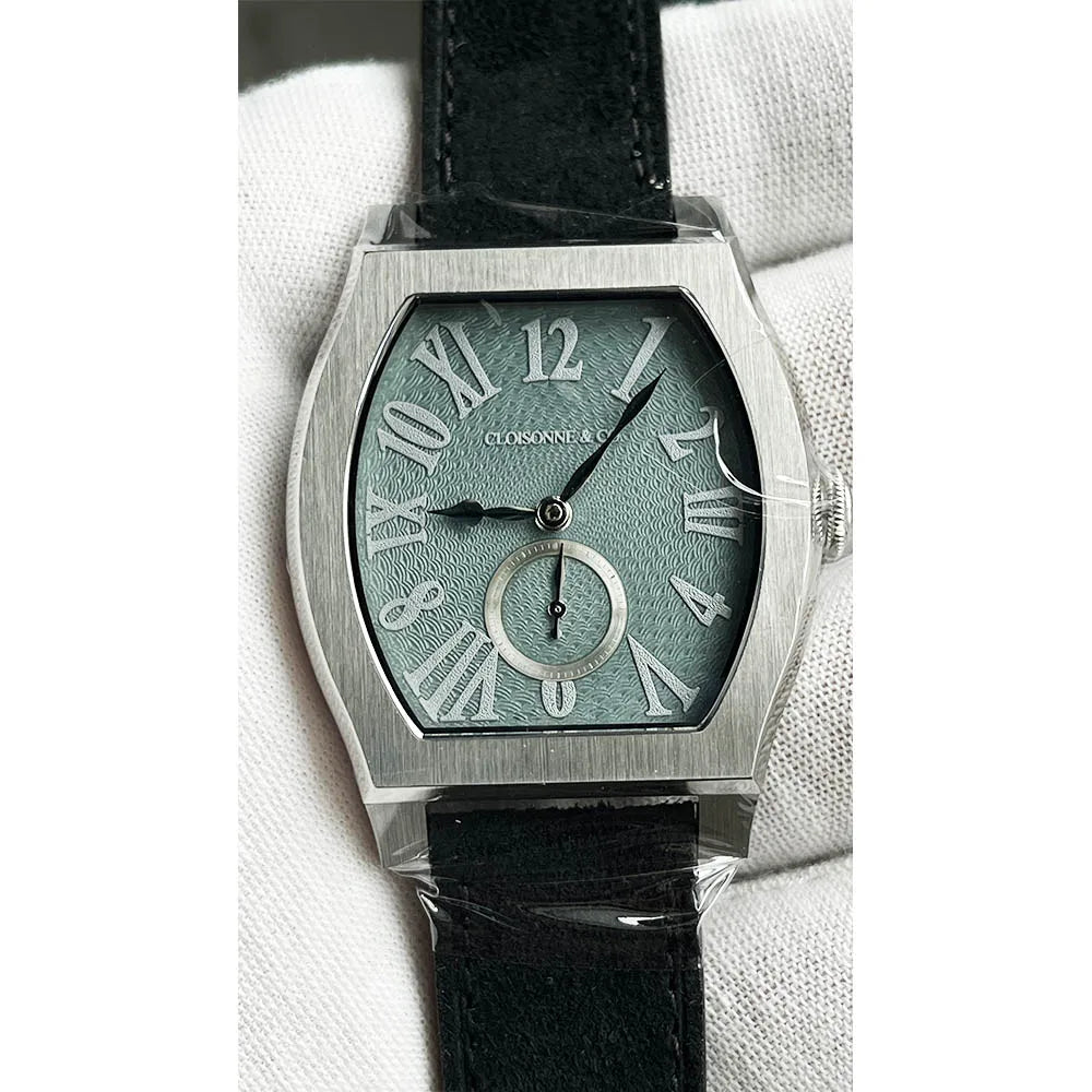 San Martin 36mm ETA 7001 Guilloche Dial Barrel Shaped Enamel Hand Luxury Men's Mechanical Watch Manual Winding Waterproof SN0100