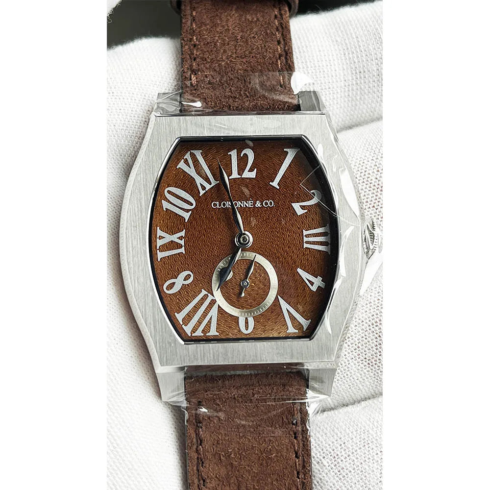 San Martin 36mm ETA 7001 Guilloche Dial Barrel Shaped Enamel Hand Luxury Men's Mechanical Watch Manual Winding Waterproof SN0100