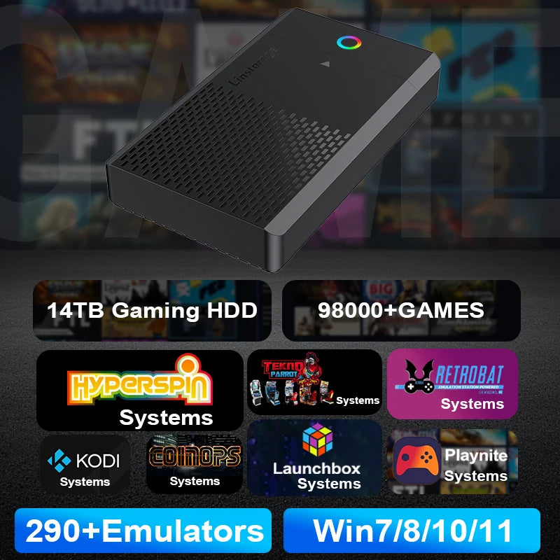 14TB Gaming HDD with Hyperspin Launchbox Retrobat Playnite Coinops 98K+ Retro Video Games Console for PS5/PS4/PS3/PS2/SWITCH/WII