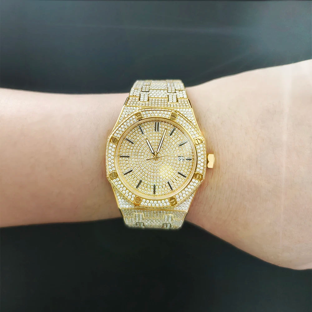 SEAKOSS Automatic Mechanical Watch Men's Women's - Sapphire Glass D Color Moissanite Diamond 316L Steel Luxury Bracelet
