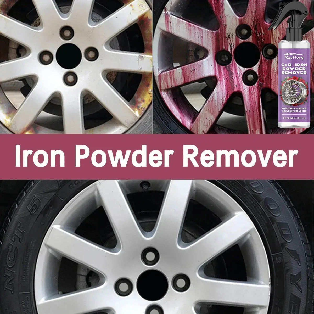 Auto Iron Powder Remover Metal Paint Cleaner Car Maintenance Iron Powder Cleaning Rust Remover Spray
