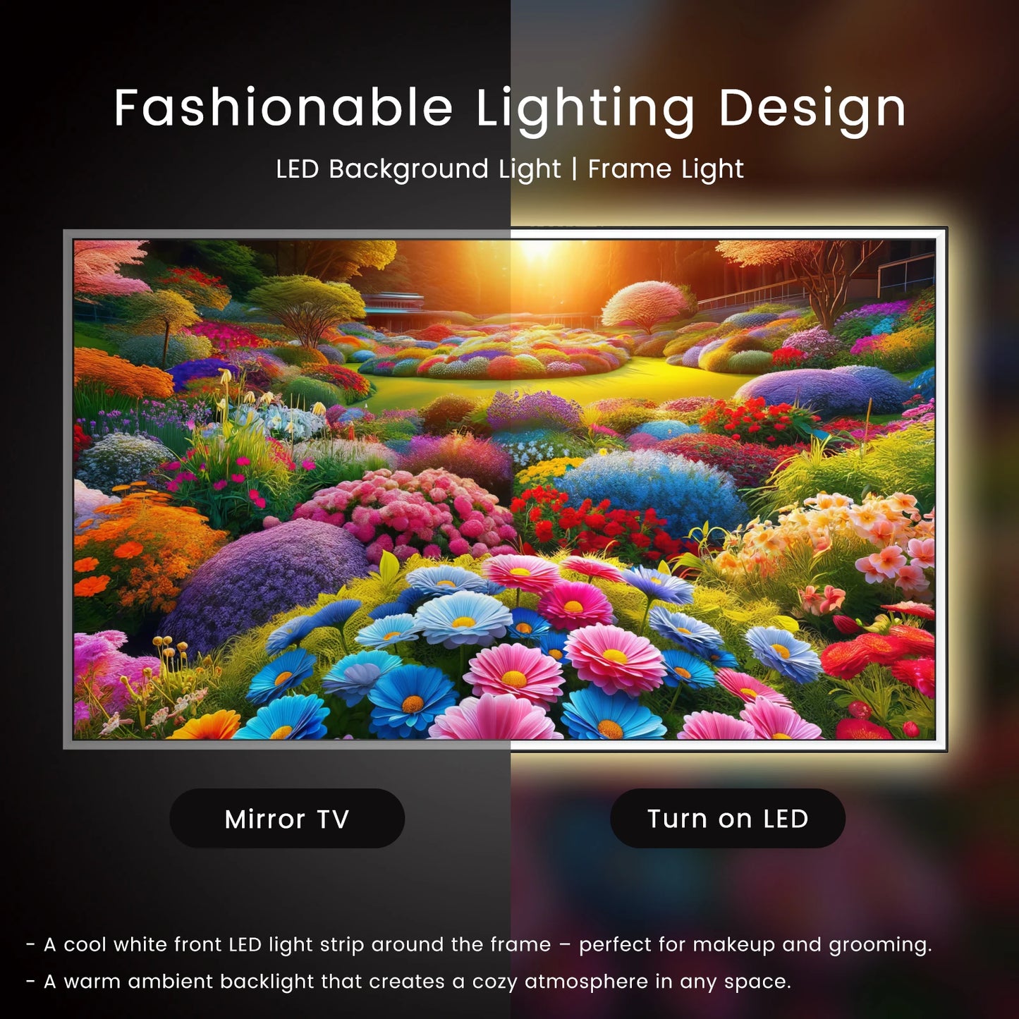 Soulaca 43-inch Magic 4K Ultra HD Smart Bathroom Mirror TV with LED Lights Built-in Netflix & YouTube Modern Vanity Mirror