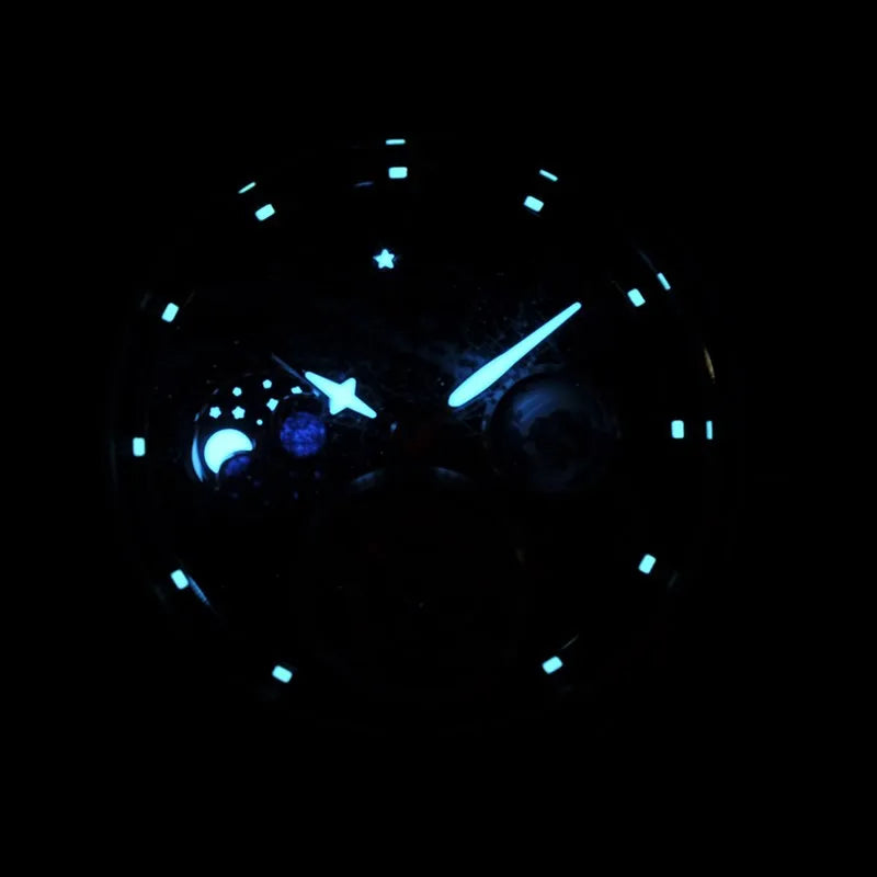Top Luxury Starry Sky Automatic Tourbillon Mechanical Watches Waterproof Moon Phase Super Luminous Men's Wristwatches Sapphire