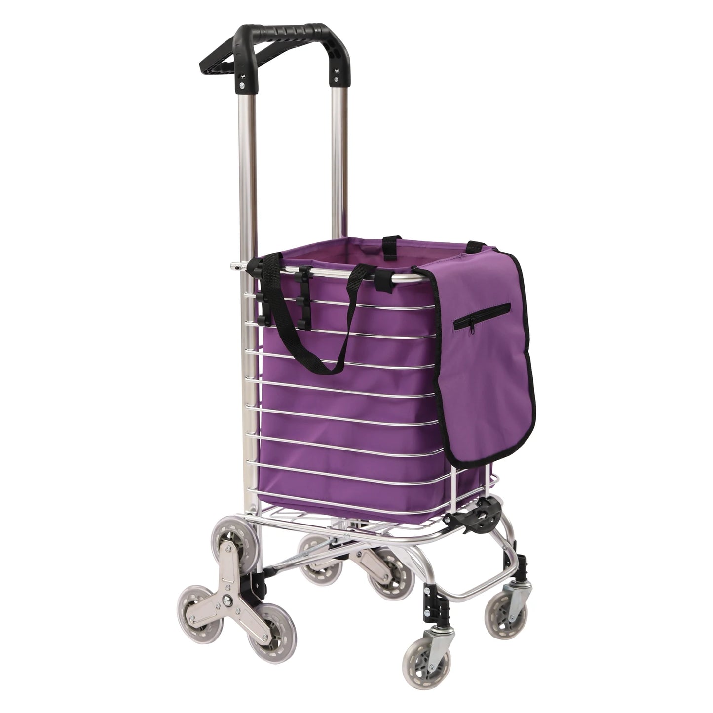 Trolley Laundry Folding Shopping Cart Basket Grocery Stair Climbing Handcart on Wheels Utility