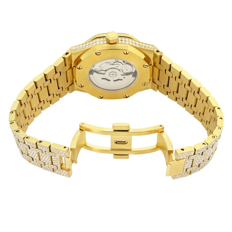 SEAKOSS Automatic Mechanical Watch Men's Women's - Sapphire Glass D Color Moissanite Diamond 316L Steel Luxury Bracelet