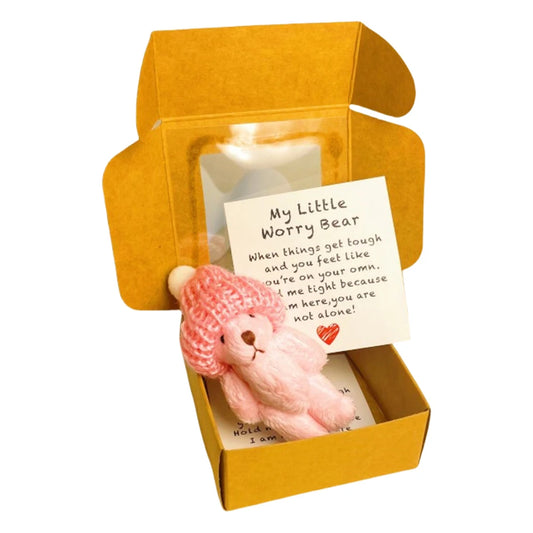 Mini Plush Teddy Bear in Box with Emotional Uplifting Support Card Soft Teddy Bear Soft Handmade Teddy for Lovers Sympathy Gift