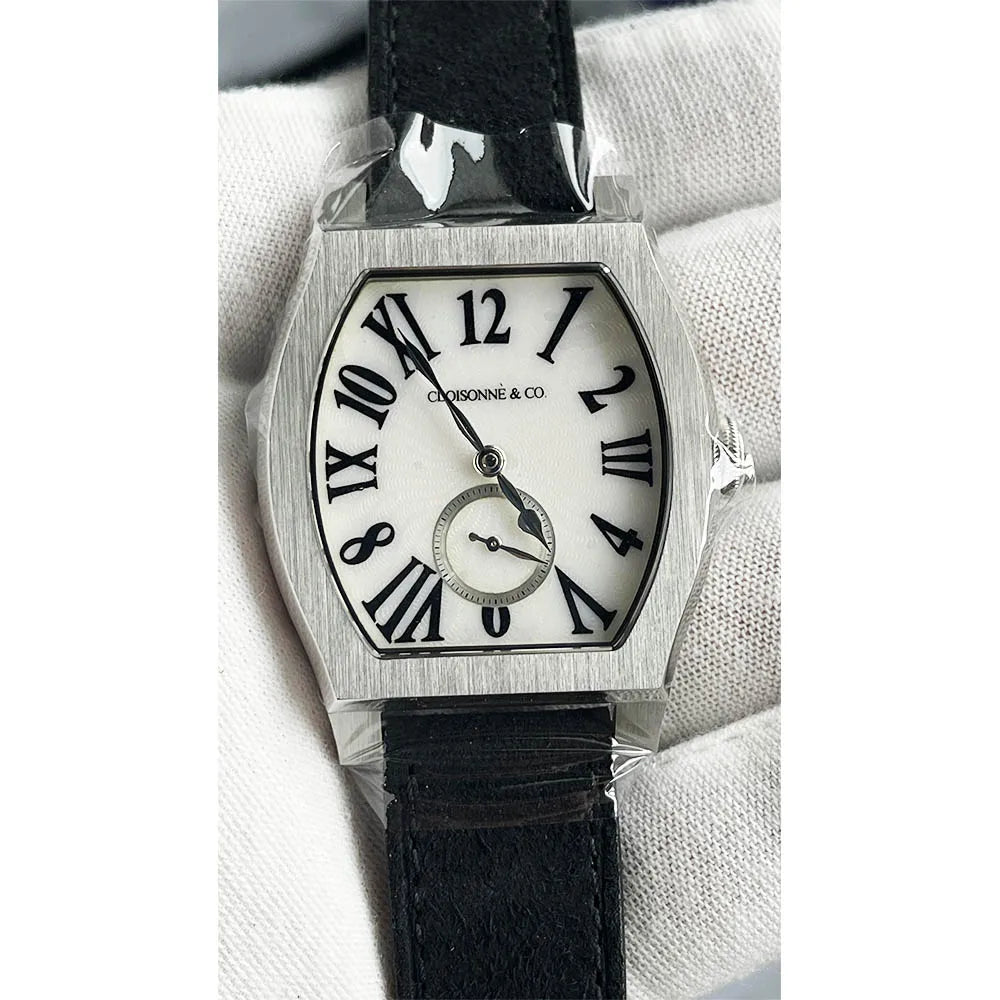San Martin 36mm ETA 7001 Guilloche Dial Barrel Shaped Enamel Hand Luxury Men's Mechanical Watch Manual Winding Waterproof SN0100