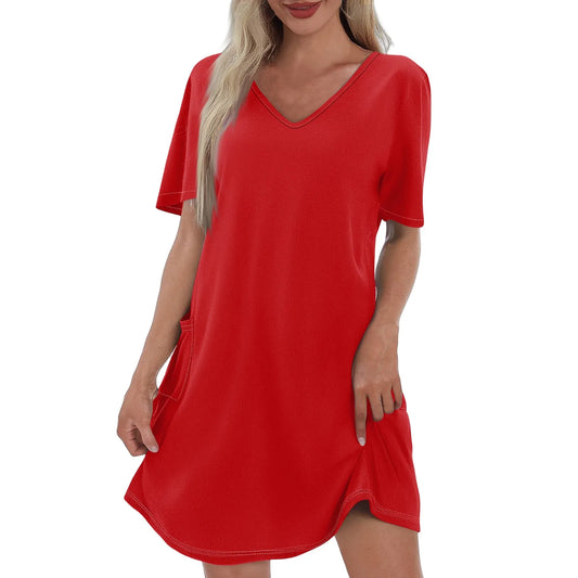 Women'S Casual And Fashionable V-Neck Short Sleeve Printing Mid Length Dress Elegant Fashion Harajuku Female Clothes Dress