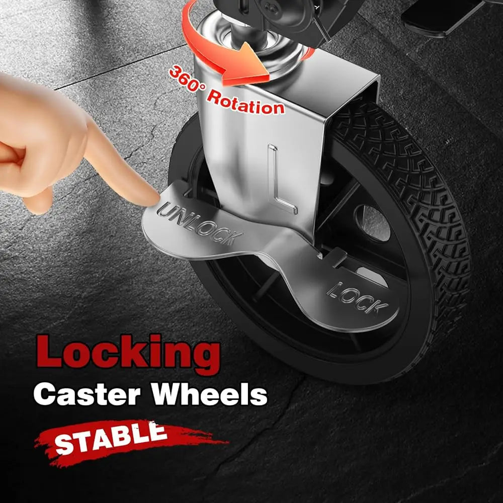 Folding Shopping Cart With 360° Rolling Swivel Wheels & Brakes - Jumbo Foldable Grocery Cart With Double Basket & Waterproof