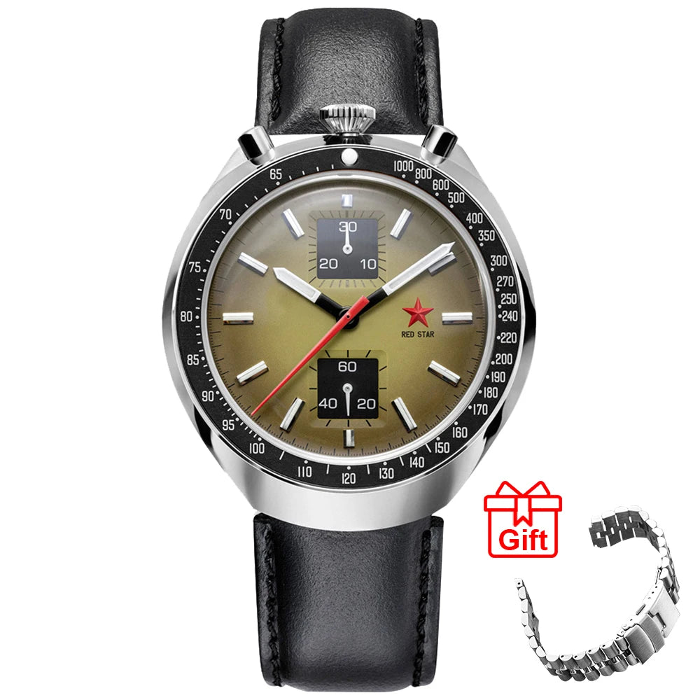 RED STAR 42mm Bull Head with Seagull Movement 1963 Chronograph Mechanical st1901 Watch Military Luminous Men Wristwatches Goose